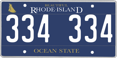 RI license plate 334334