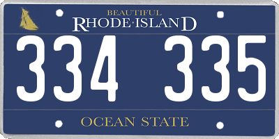 RI license plate 334335