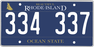 RI license plate 334337