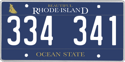 RI license plate 334341
