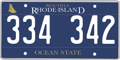 RI license plate 334342