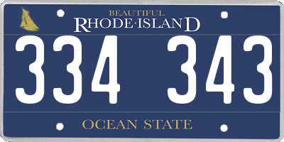 RI license plate 334343