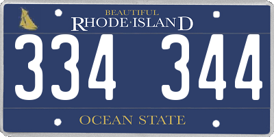 RI license plate 334344