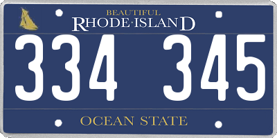 RI license plate 334345