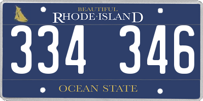 RI license plate 334346