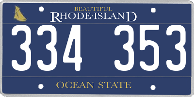 RI license plate 334353