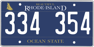 RI license plate 334354