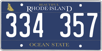RI license plate 334357