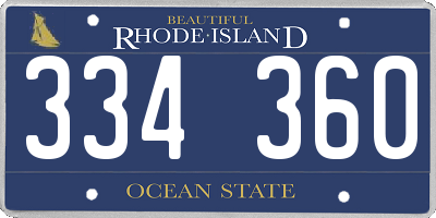 RI license plate 334360