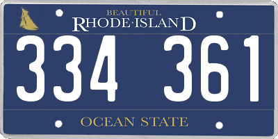 RI license plate 334361