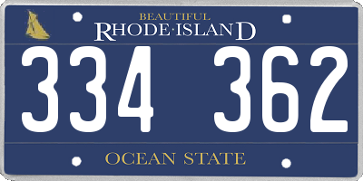 RI license plate 334362