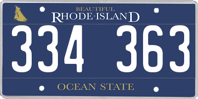RI license plate 334363