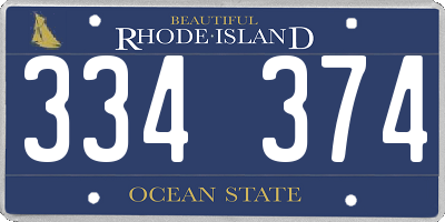 RI license plate 334374