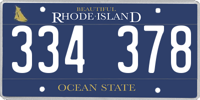 RI license plate 334378