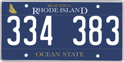 RI license plate 334383