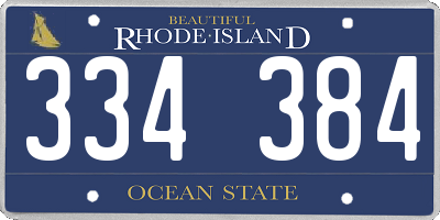 RI license plate 334384