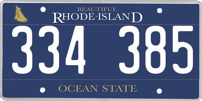 RI license plate 334385