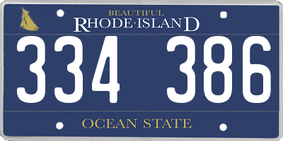 RI license plate 334386