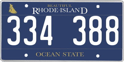RI license plate 334388