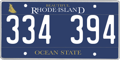 RI license plate 334394