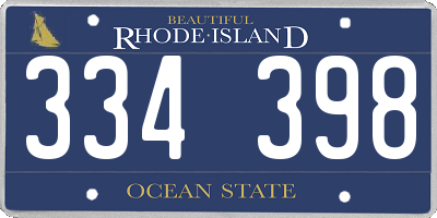 RI license plate 334398