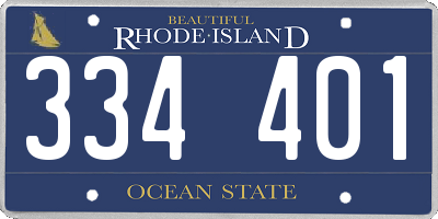 RI license plate 334401