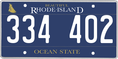 RI license plate 334402