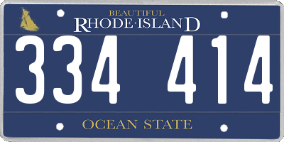 RI license plate 334414