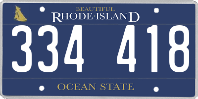 RI license plate 334418