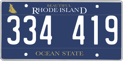 RI license plate 334419