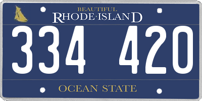 RI license plate 334420