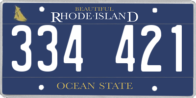 RI license plate 334421