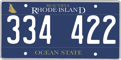 RI license plate 334422