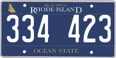 RI license plate 334423