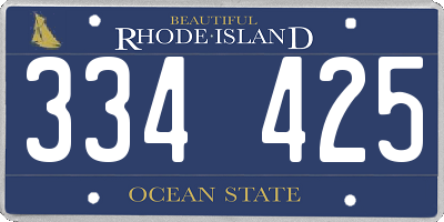 RI license plate 334425