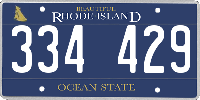 RI license plate 334429