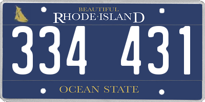 RI license plate 334431