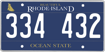 RI license plate 334432