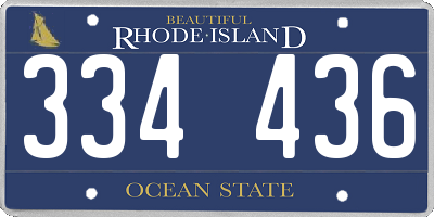 RI license plate 334436