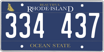 RI license plate 334437