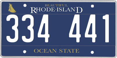 RI license plate 334441