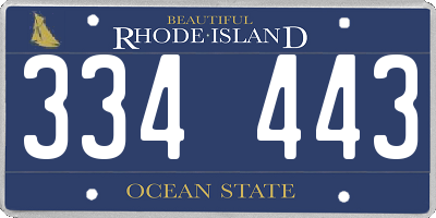 RI license plate 334443