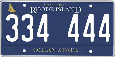 RI license plate 334444