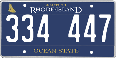RI license plate 334447