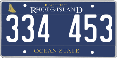 RI license plate 334453