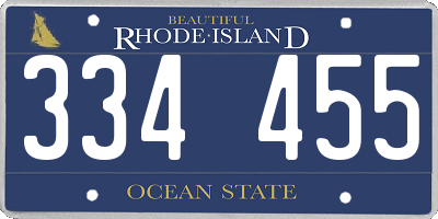 RI license plate 334455