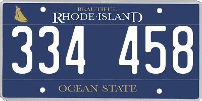 RI license plate 334458