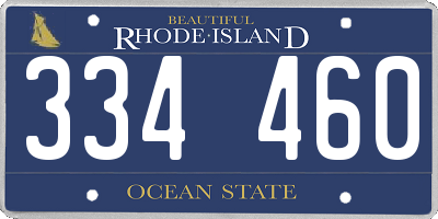RI license plate 334460