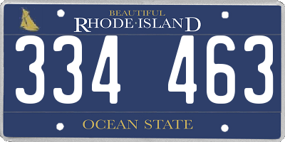 RI license plate 334463
