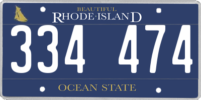 RI license plate 334474